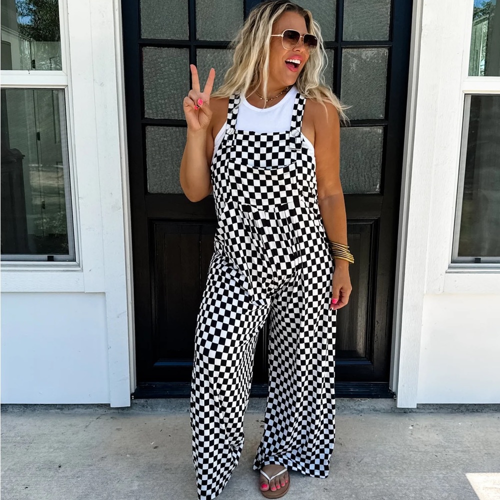 Checker Print Overalls